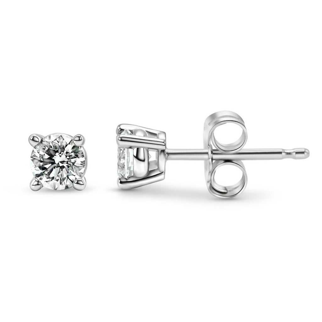 0.25 CTW Round Lab-Grown Diamond Stud Earrings in 14K Gold Over Sterling Silver (F Color, VS Clarity)