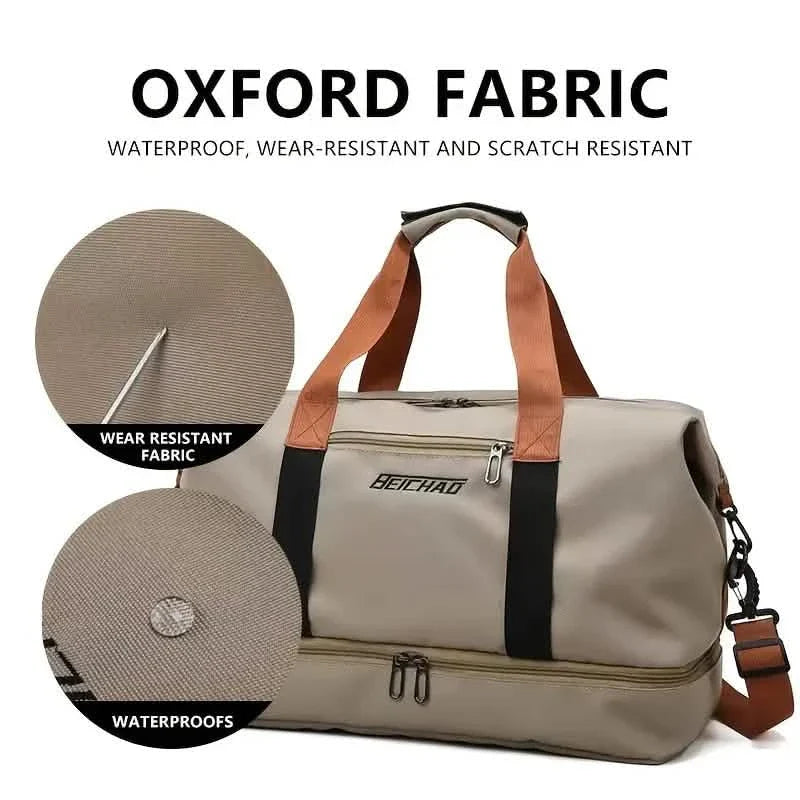 Nylon Duffel Bag for Travel – Large Capacity, Foldable, Shoe Compartment – Men & Women