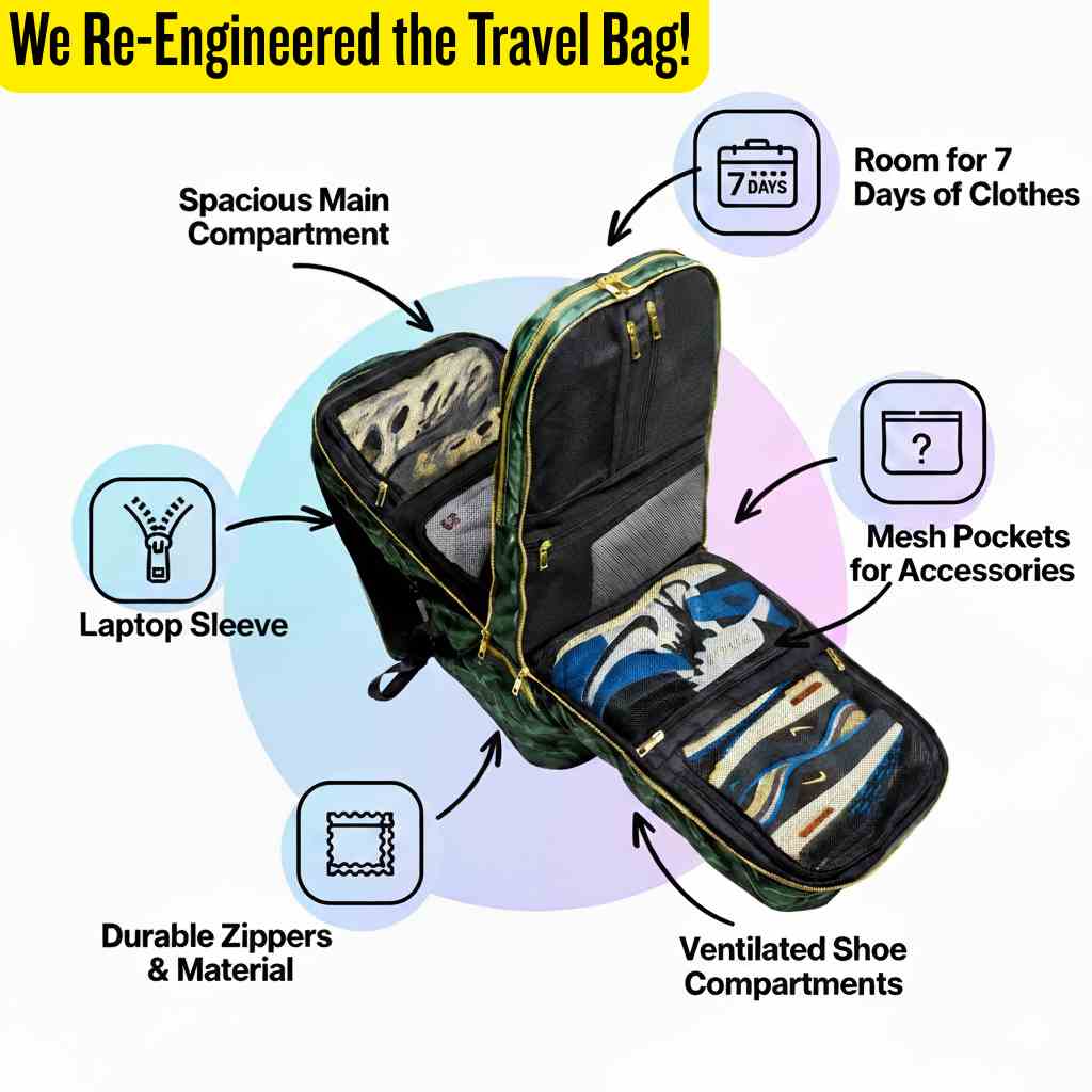 Sole Premise Carry-On Bag For Shoes, Clothes, Laptop And Camera