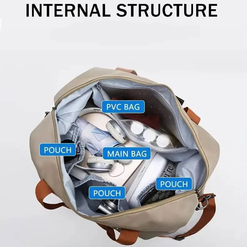 Nylon Duffel Bag for Travel – Large Capacity, Foldable, Shoe Compartment – Men & Women