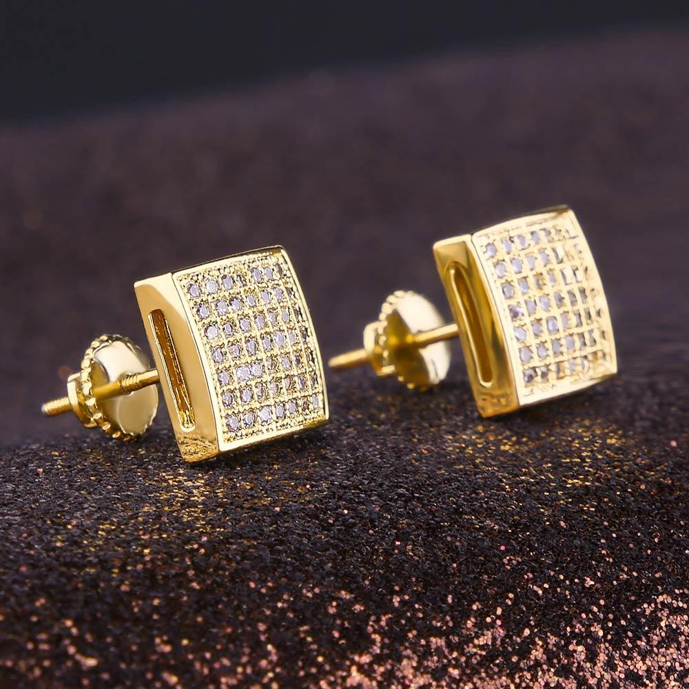 The Pride® - 925 Sterling Silver Iced Square Diamond CZ Stud Hip-Hop Mens Earrings by Bling Proud | Urban Jewelry Online Store