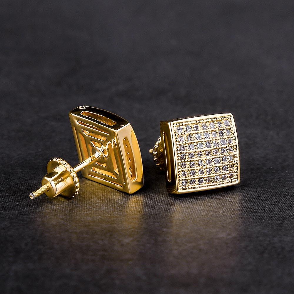 The Pride® - 925 Sterling Silver Iced Square Diamond CZ Stud Hip-Hop Mens Earrings by Bling Proud | Urban Jewelry Online Store